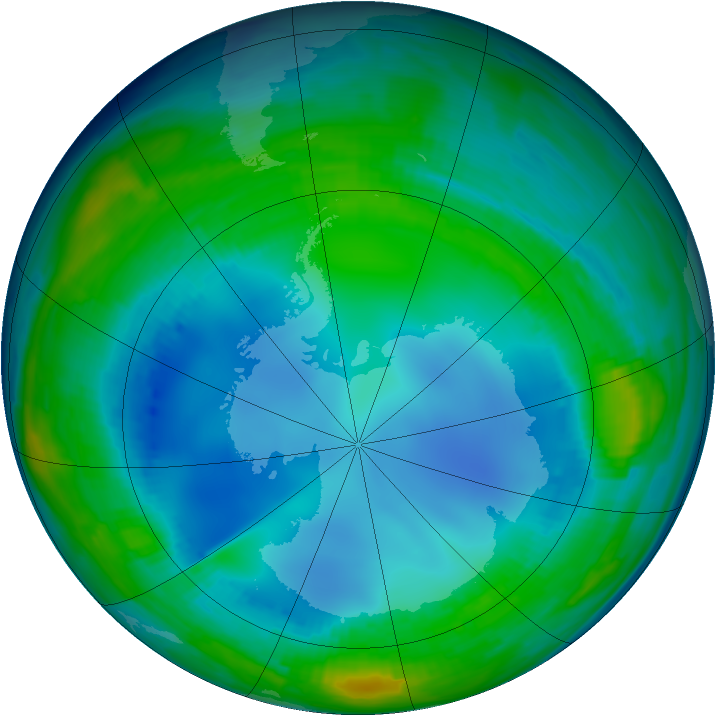 Antarctic ozone map for 27 July 1997
